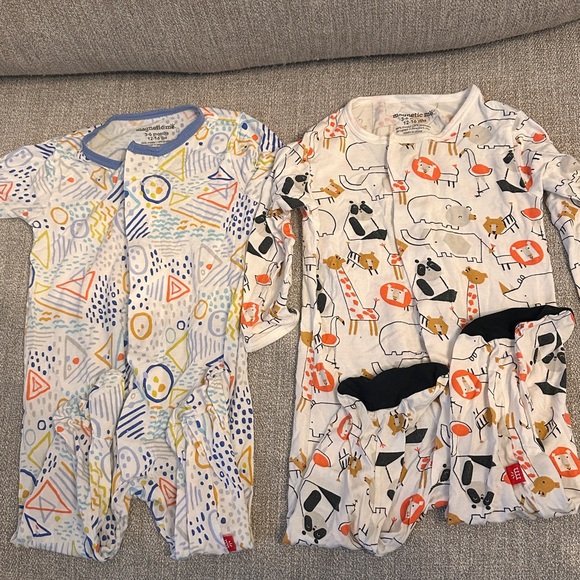 Magnetic Me Blue and Orange Patterned Kids Footies - Picture 2 of 4